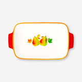 Ceramic oven dish with fall leaf design from Flying Tiger Copenhagen, 28x16 cm, perfect for baking and serving seasonal dishes.