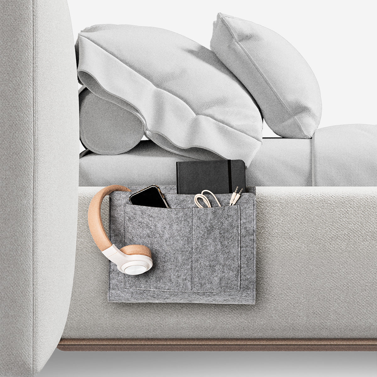 Grey bedside organiser