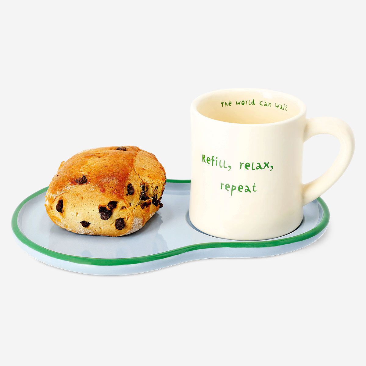 Flying Tiger Copenhagen 230ml mug with matching snack plate, ideal for kitchen use, featuring a stylish and functional design.