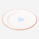 Heart-shaped ceramic plate from Flying Tiger Copenhagen, 21 cm kitchen dish with a colorful heart design.
