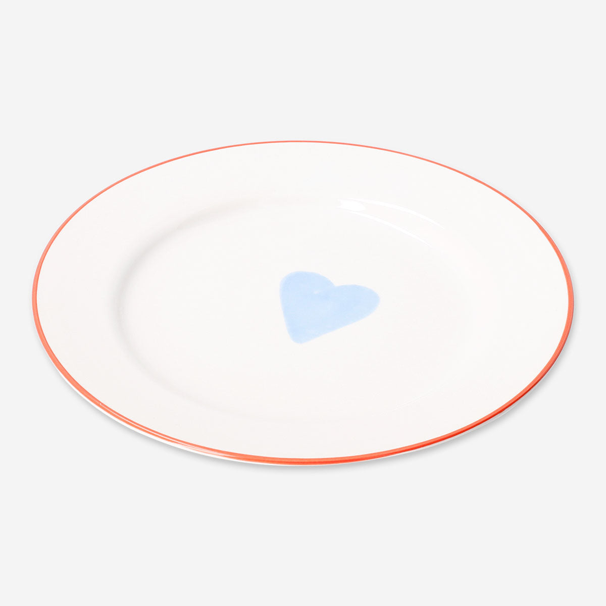 Heart-shaped ceramic plate from Flying Tiger Copenhagen, 21 cm kitchen dish with a colorful heart design.