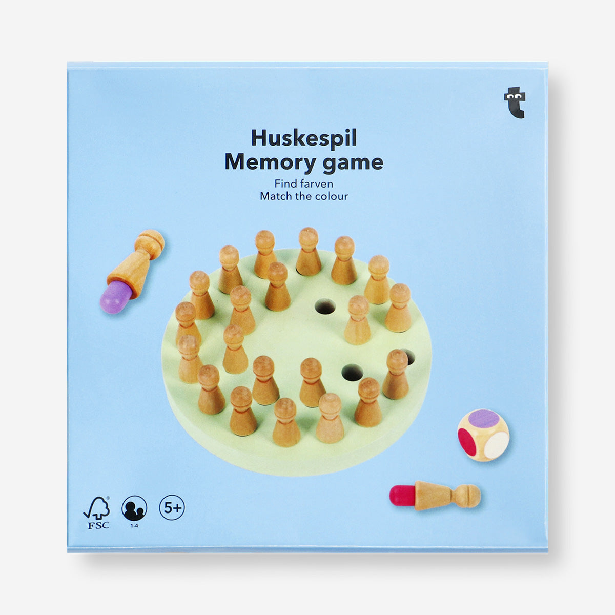 Wooden memory chess game from Flying Tiger Copenhagen showing colorful pieces and a wooden game board for matching pairs.