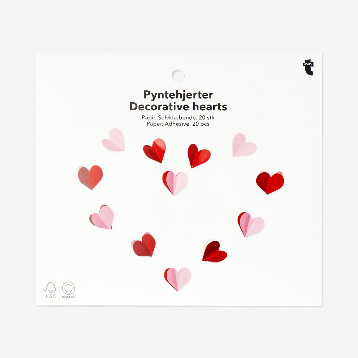 Decorative pink and red paper hearts - 20 pcs