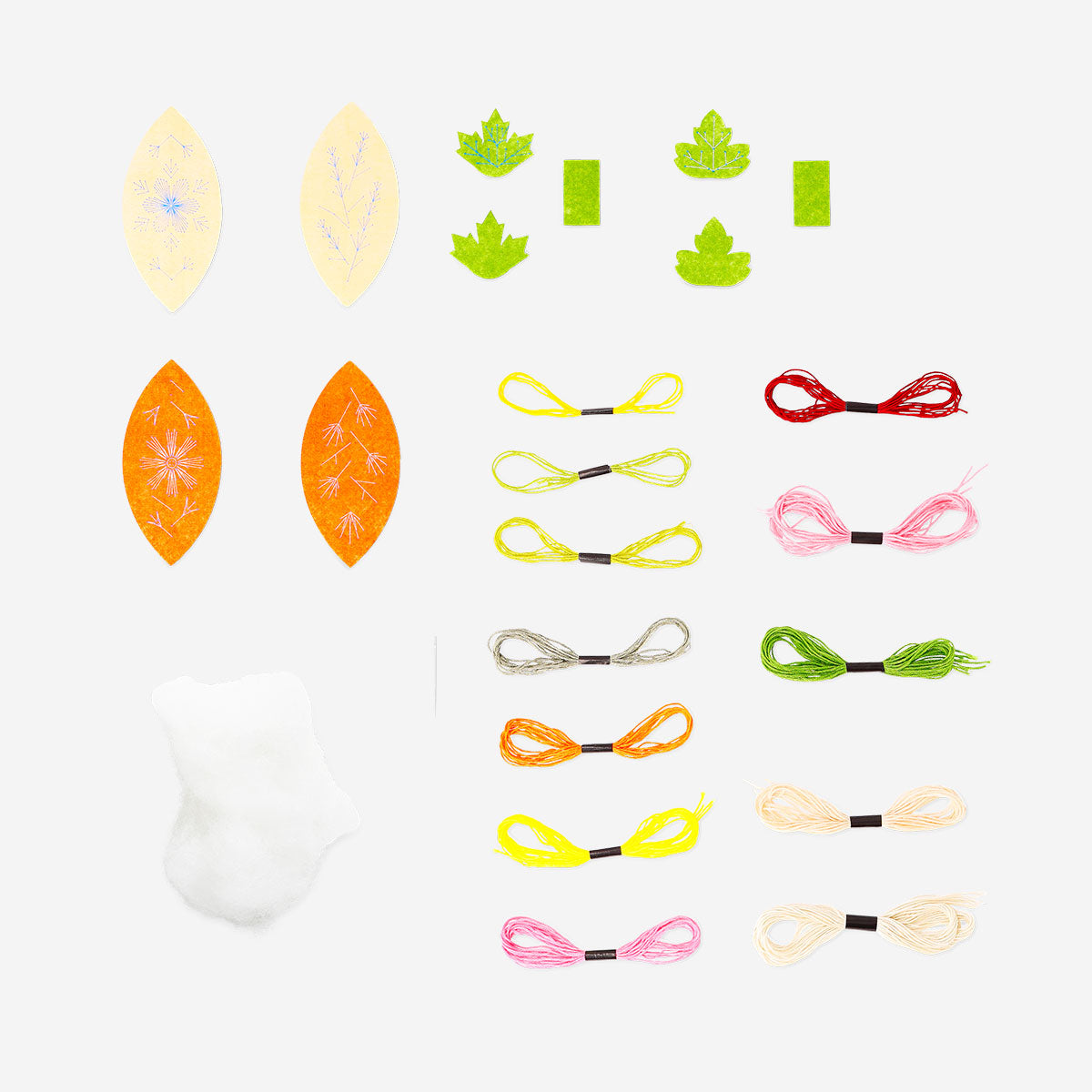 DIY embroidered pumpkins craft kit by Flying Tiger Copenhagen with colorful fabric pumpkins for hobby decorating.