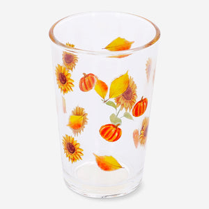 Clear 220 ml drinking glass featuring a sunflower print, perfect for kitchen use, from Flying Tiger Copenhagen.