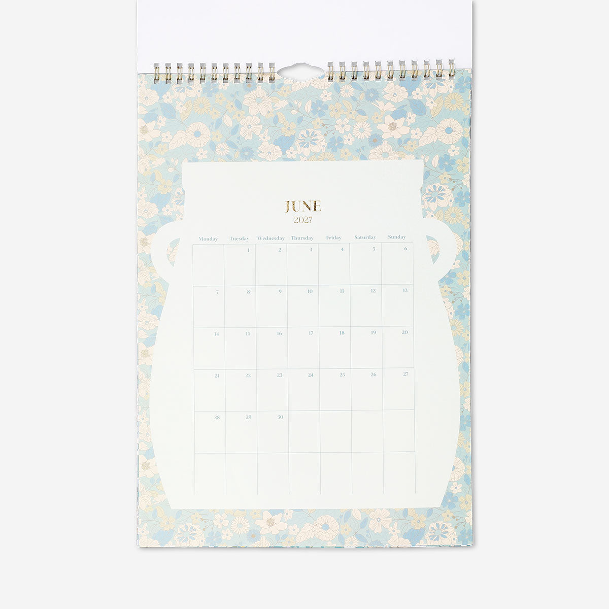 Flying Tiger Copenhagen floral monthly calendar for hanging, 2027, with colorful, decorative floral design for office use.