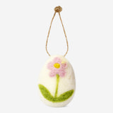 Hanging ornament - Felt egg with flower