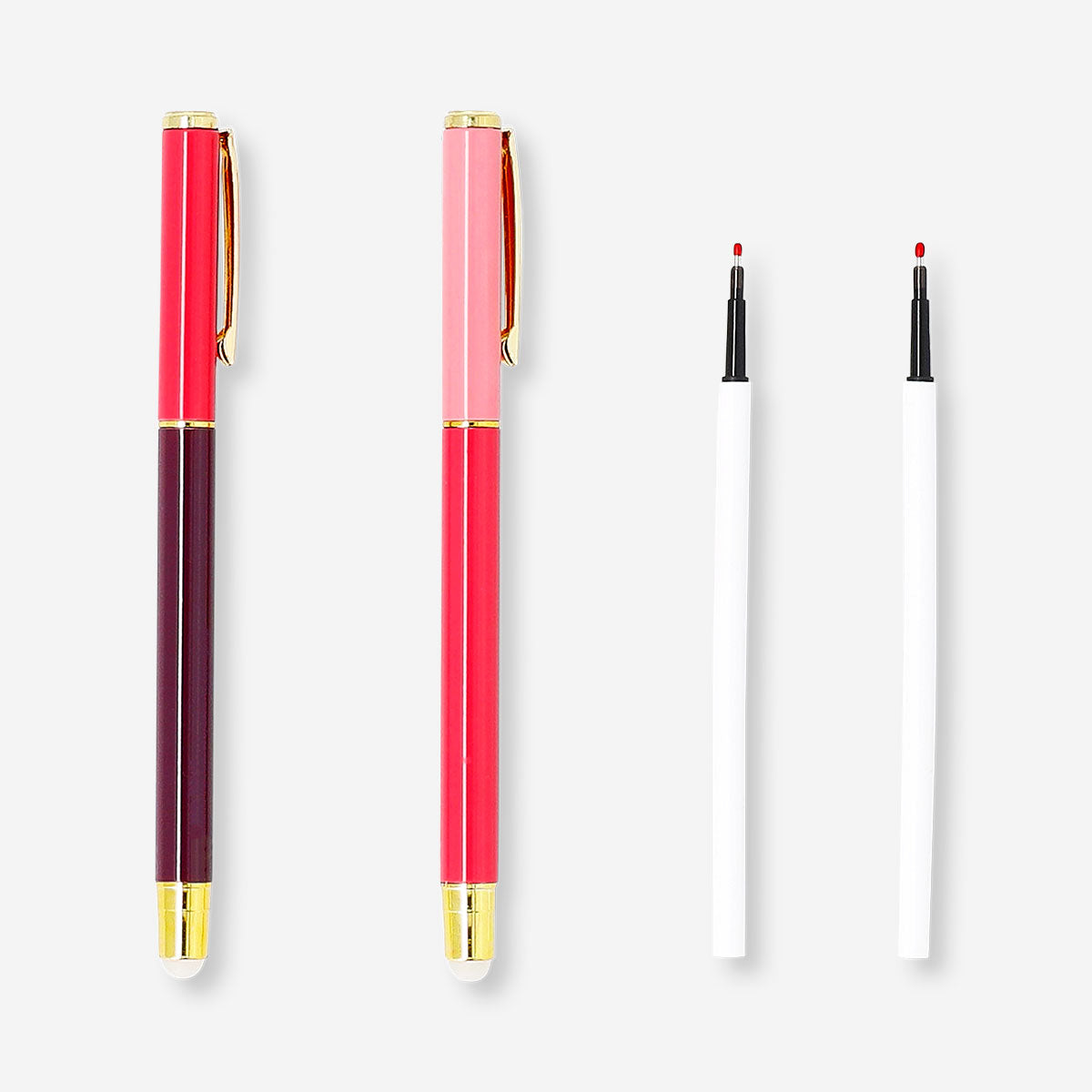 Set of two Flying Tiger Copenhagen erasable gel pens with refills, featuring sleek office writing tools with smooth ink flow.