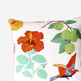 Tropical print cushion in 45x45 cm size from Flying Tiger Copenhagen, featuring vibrant botanical design for home decor.