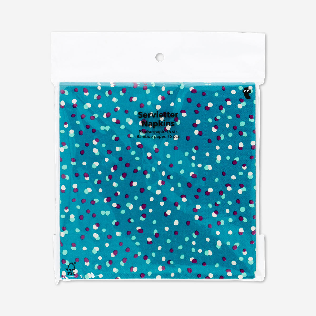 Set of 16 green party napkins with white dots from Flying Tiger Copenhagen, featuring a festive dotted design.