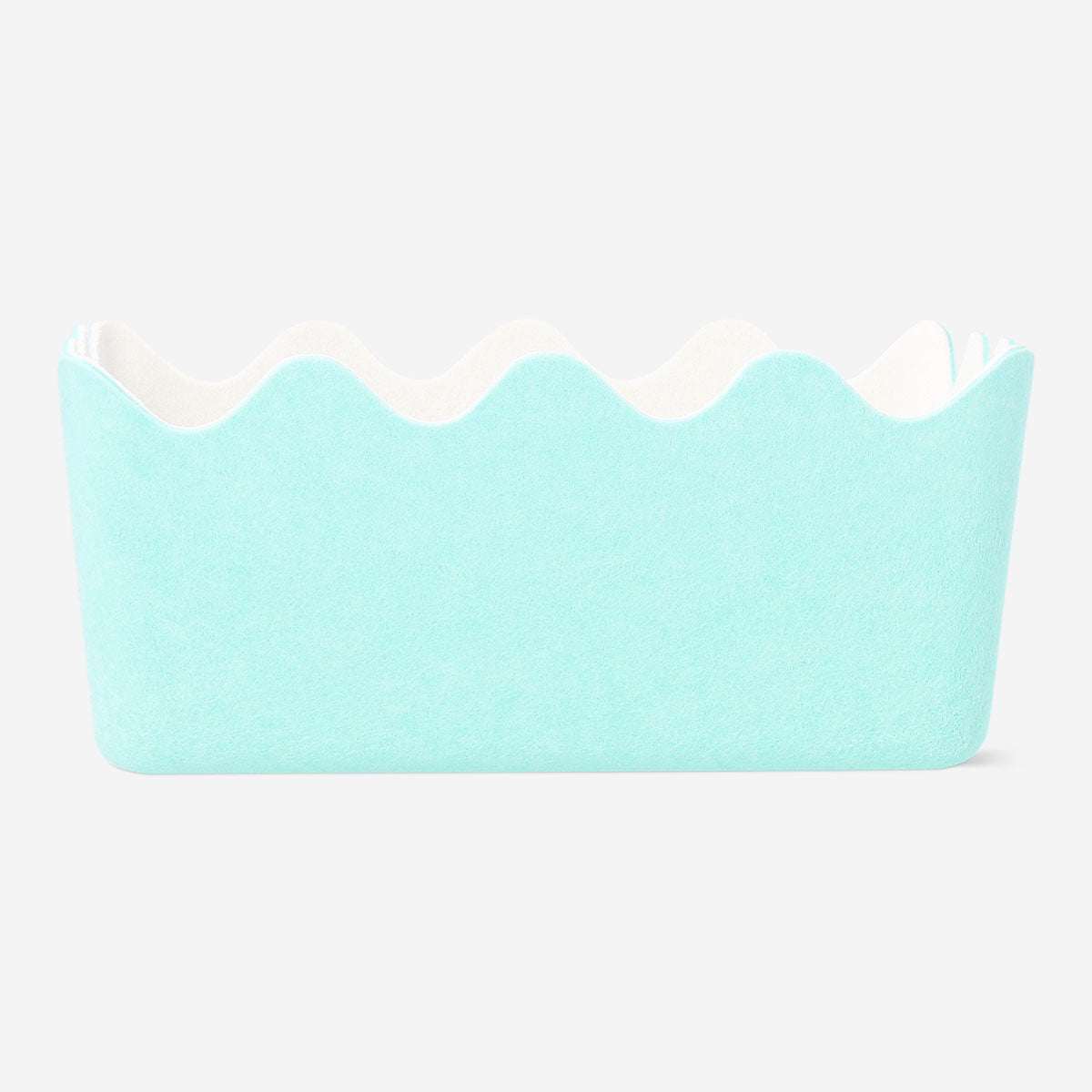 Panier de rangement en feutre bleu aux bords festonnés - 15 x 20 cm