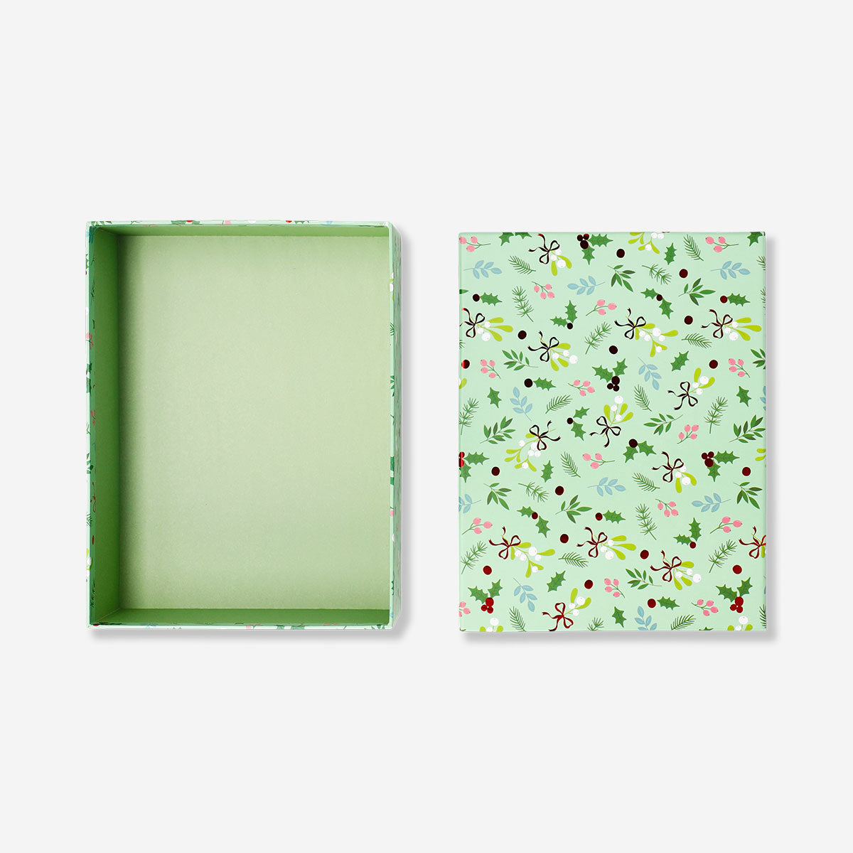 Office gift box with Christmas branches from Flying Tiger Copenhagen, 21x16 cm, featuring festive holiday decorations.