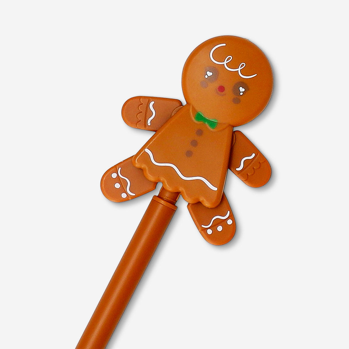 Flying Tiger Copenhagen ballpoint pen featuring a jumping gingerbread man design, perfect for office or everyday writing.