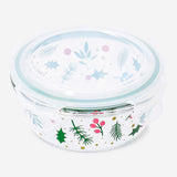 Glass food container with Christmas print from Flying Tiger Copenhagen, 14 cm kitchen storage container with festive design.