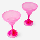 Two pink margarita glasses with flower decorations, perfect for parties, by Flying Tiger Copenhagen.