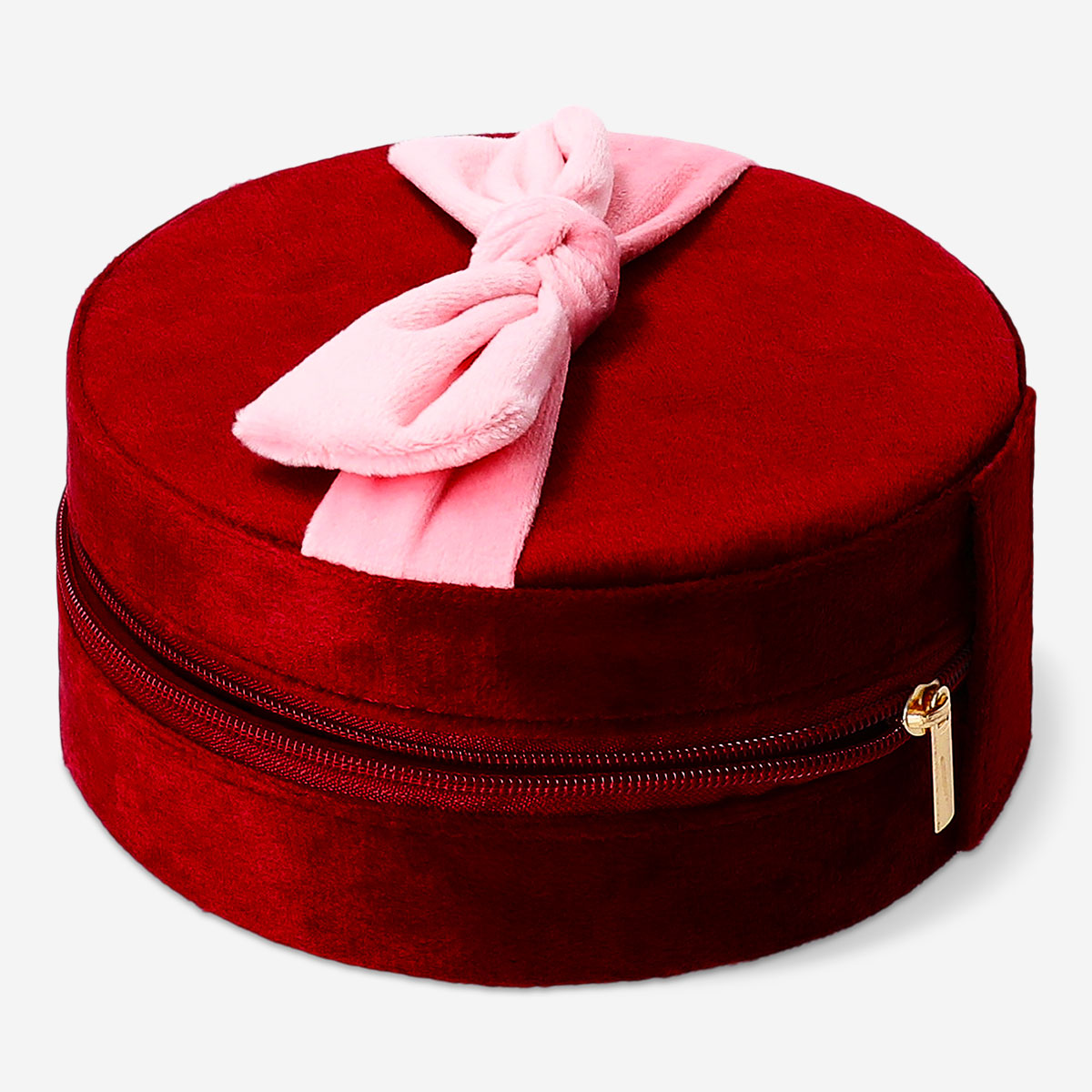 Bordeaux velvet jewellery box by Flying Tiger Copenhagen, stylish personal care storage with soft fabric interior and compact design.