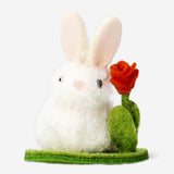 Decorative white felt Easter bunny