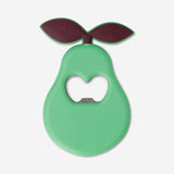 Pear-shaped kitchen bottle opener by Flying Tiger Copenhagen, made of metal with a colorful pear design.