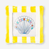Keramisk gulstribet billedramme - 10x10 cm