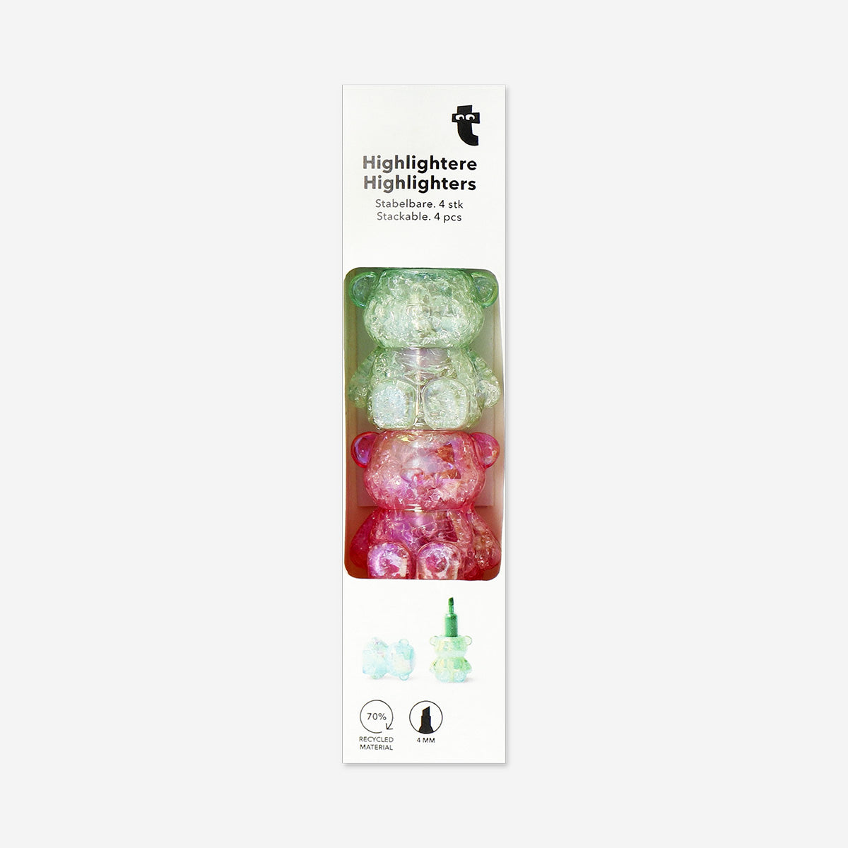 Iridescent stackable gummy bear highlighters - 4 pcs