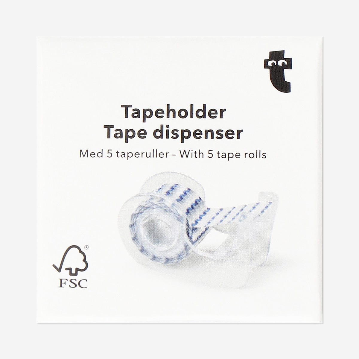 Tape dispenser with tape rolls- 5 pcs