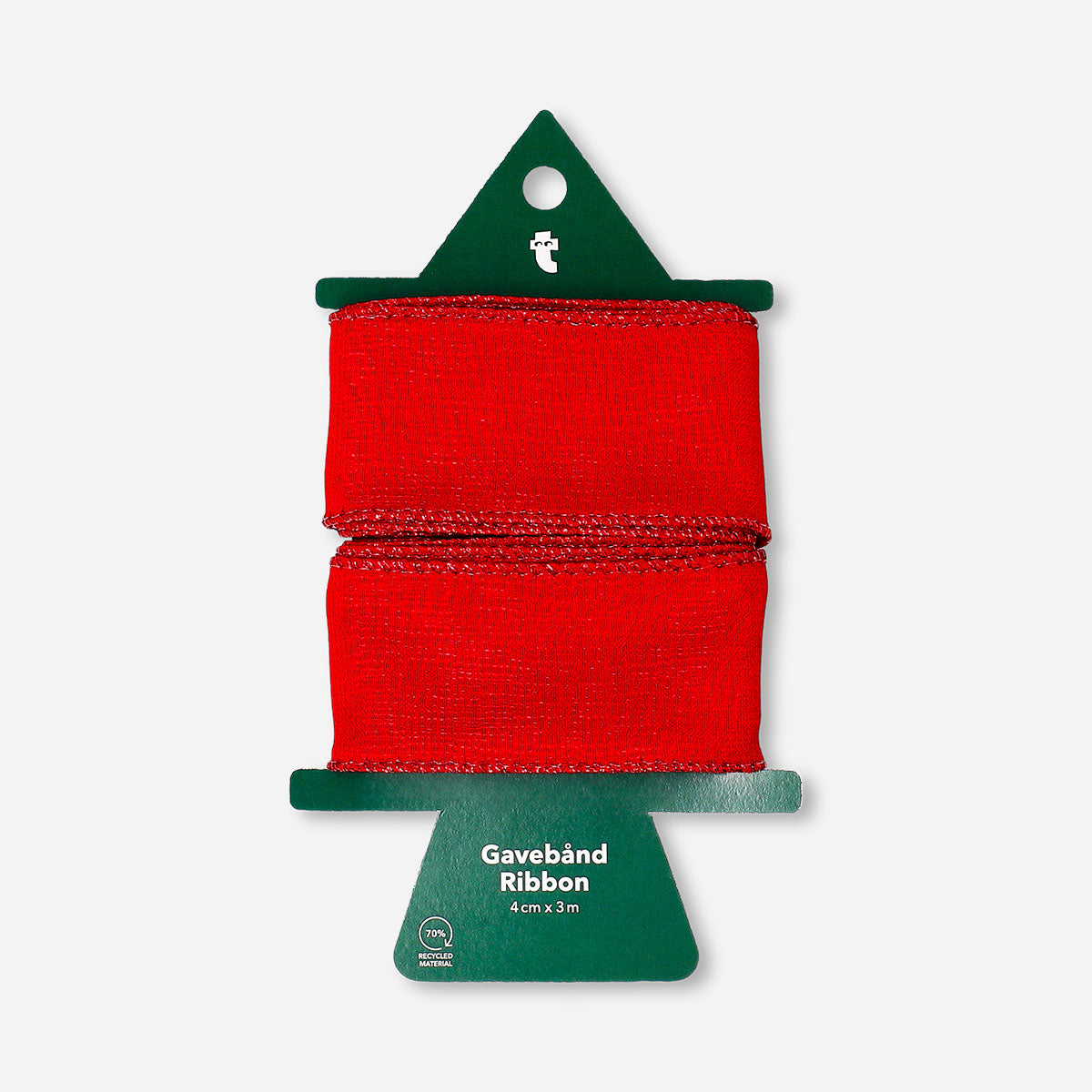 Red glitter ribbon from Flying Tiger Copenhagen, 3 meters long, with a shiny, sparkling surface ideal for office or craft projects.