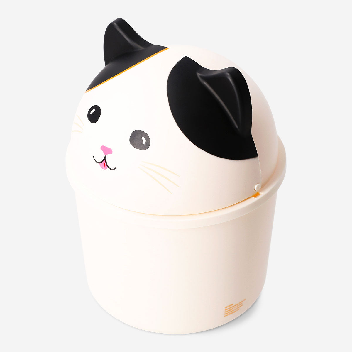 Office push bin featuring a Lucky cat design by Flying Tiger Copenhagen, with a compact, functional waste bin for office use.