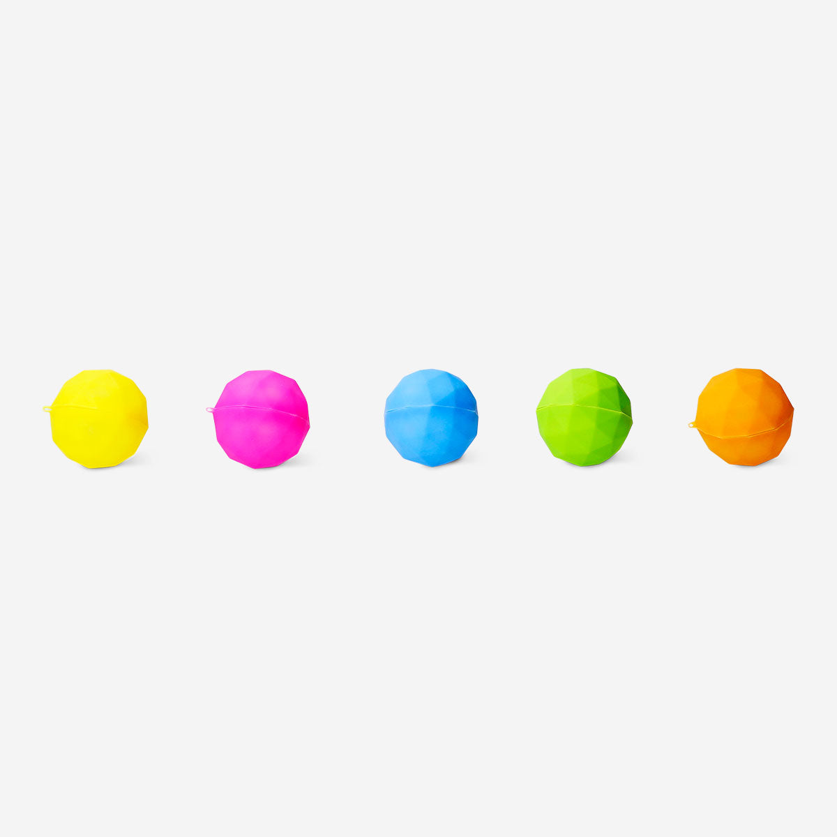 Set of five reusable diamond-shaped water balloons from Flying Tiger Copenhagen, colorful toy for fun outdoor water fights.