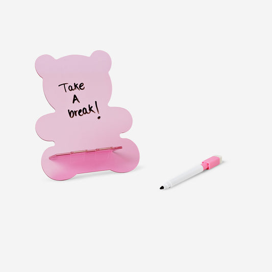 Roze gummibeer tafelplanner met stift