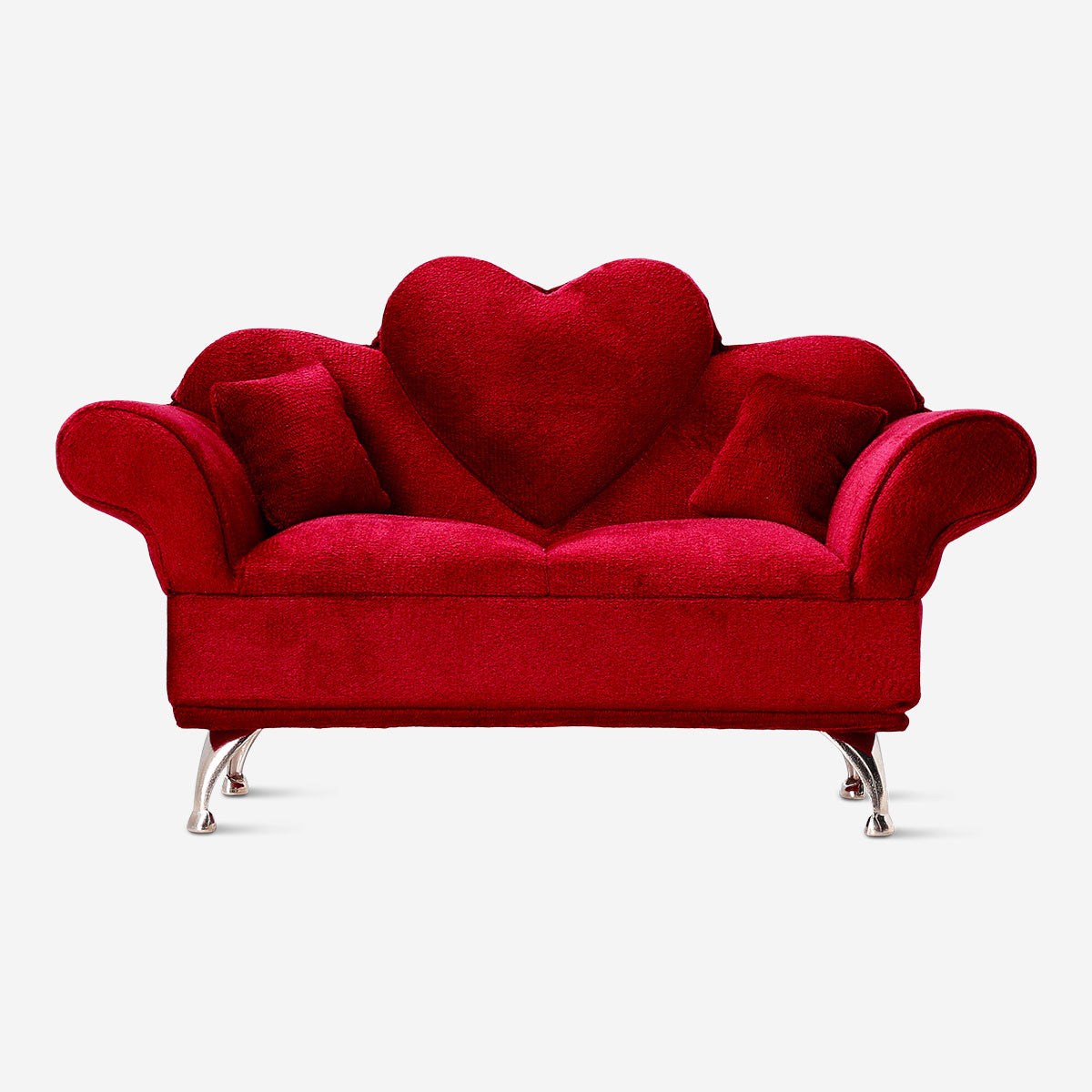 Red heart-shaped sofa jewelry storage by Flying Tiger Copenhagen, 25 cm, with compartments for organizing jewelry and accessories.