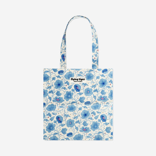 Blue floral tote bag