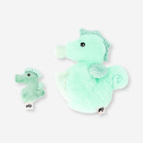 Flying Tiger Copenhagen plush seahorse toy with a small fry, soft and colorful marine animal for children.