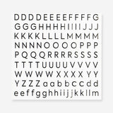Colorful alphabet sticker pack from Flying Tiger Copenhagen, featuring various letter designs for crafts and decorating projects.