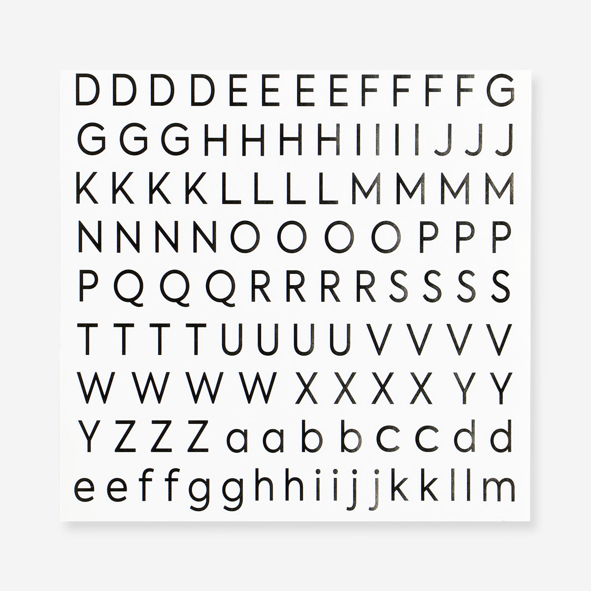 Colorful alphabet sticker pack from Flying Tiger Copenhagen, featuring various letter designs for crafts and decorating projects.