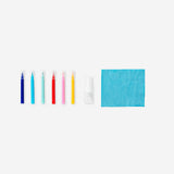 Colorful DIY fabric book with various stitched pages, perfect for hobby craft projects by Flying Tiger Copenhagen.