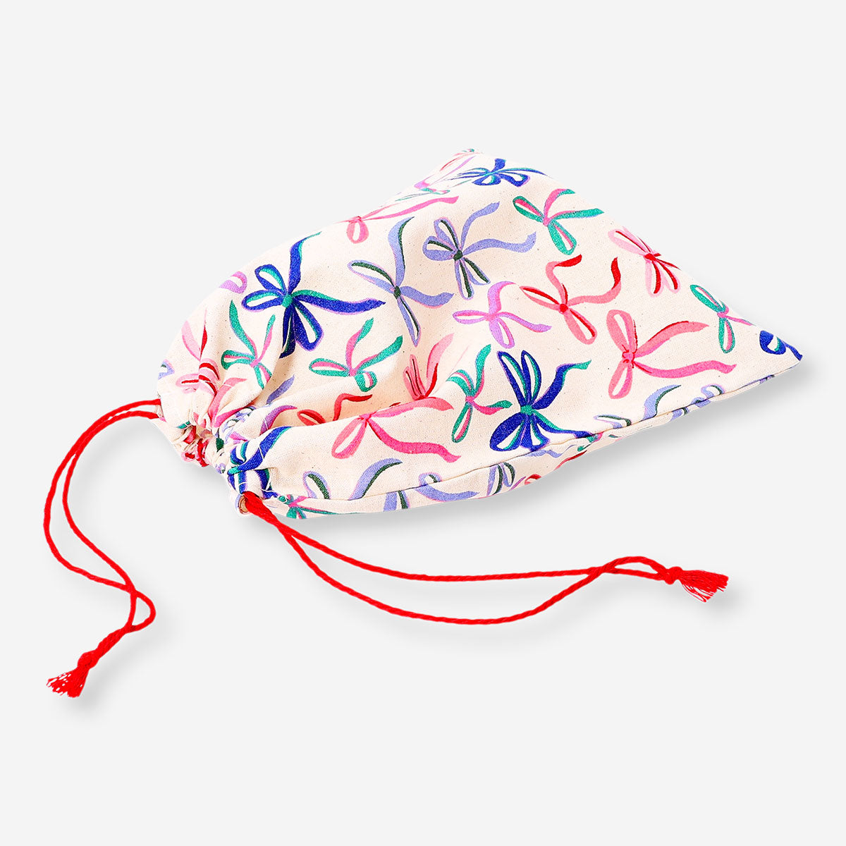 Cotton drawstring gift bag with bows, 24x20 cm, ideal for office gifts, by Flying Tiger Copenhagen.