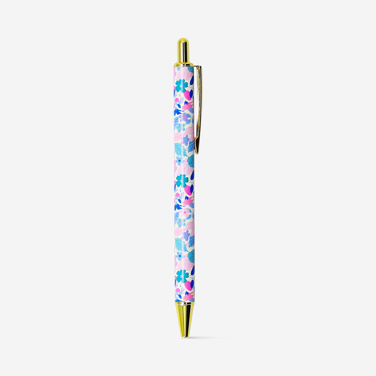 Flying Tiger Copenhagen floral ballpoint pen for office use, featuring colorful flower designs and smooth writing ink.