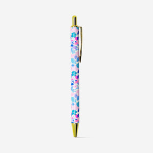 Flying Tiger Copenhagen floral ballpoint pen for office use, featuring colorful flower designs and smooth writing ink.