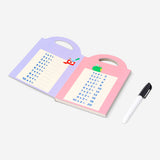 Reusable math learning book from Flying Tiger Copenhagen, hobby activity book with colorful pages and educational content