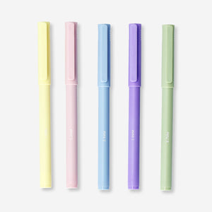 Set of five Flying Tiger Copenhagen drawing pens for office use, featuring fine tips for detailed sketches and illustrations.