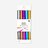 Set of five Flying Tiger Copenhagen metallic effect brush markers for office and craft projects, with vibrant, shiny ink.