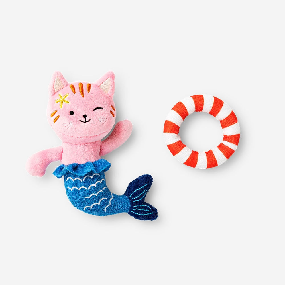 Colorful Flying Tiger Copenhagen Bath Buddy Cat Mermaid toy with fins, tail, and playful design for bath time fun.