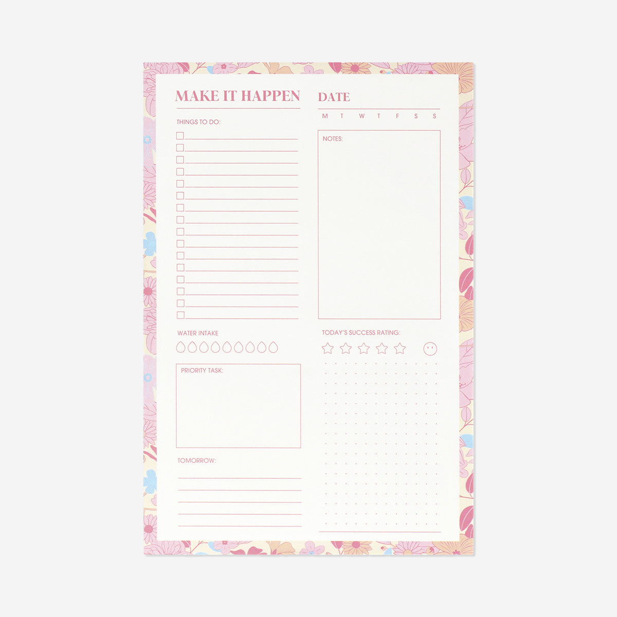 A5 pink daily planner pad