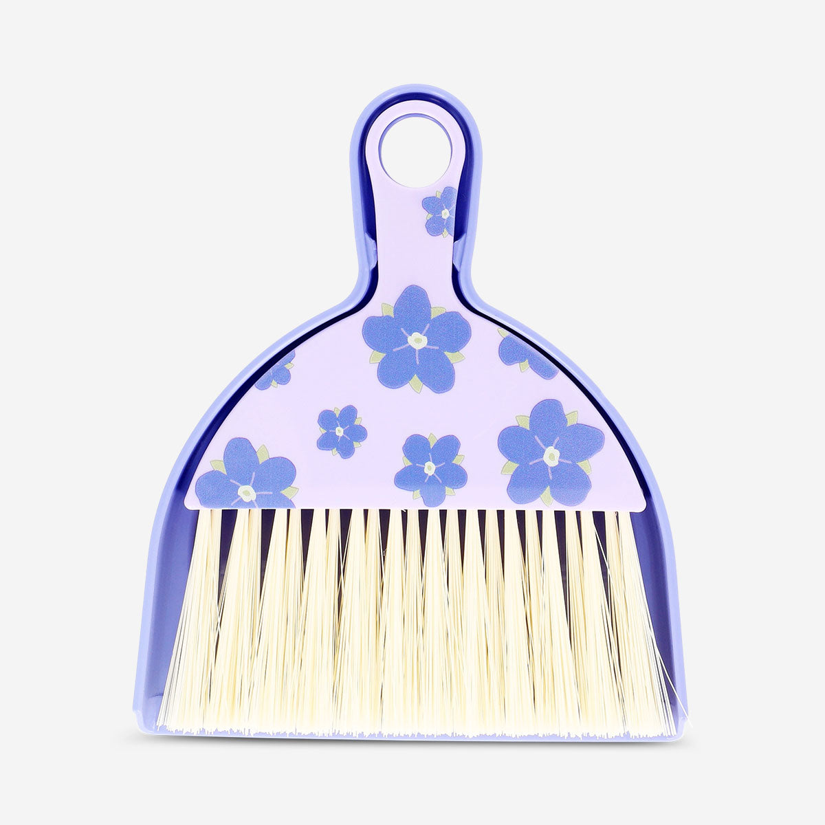 Purple dustpan set with floral design from Flying Tiger Copenhagen, ideal for home cleaning and organization.