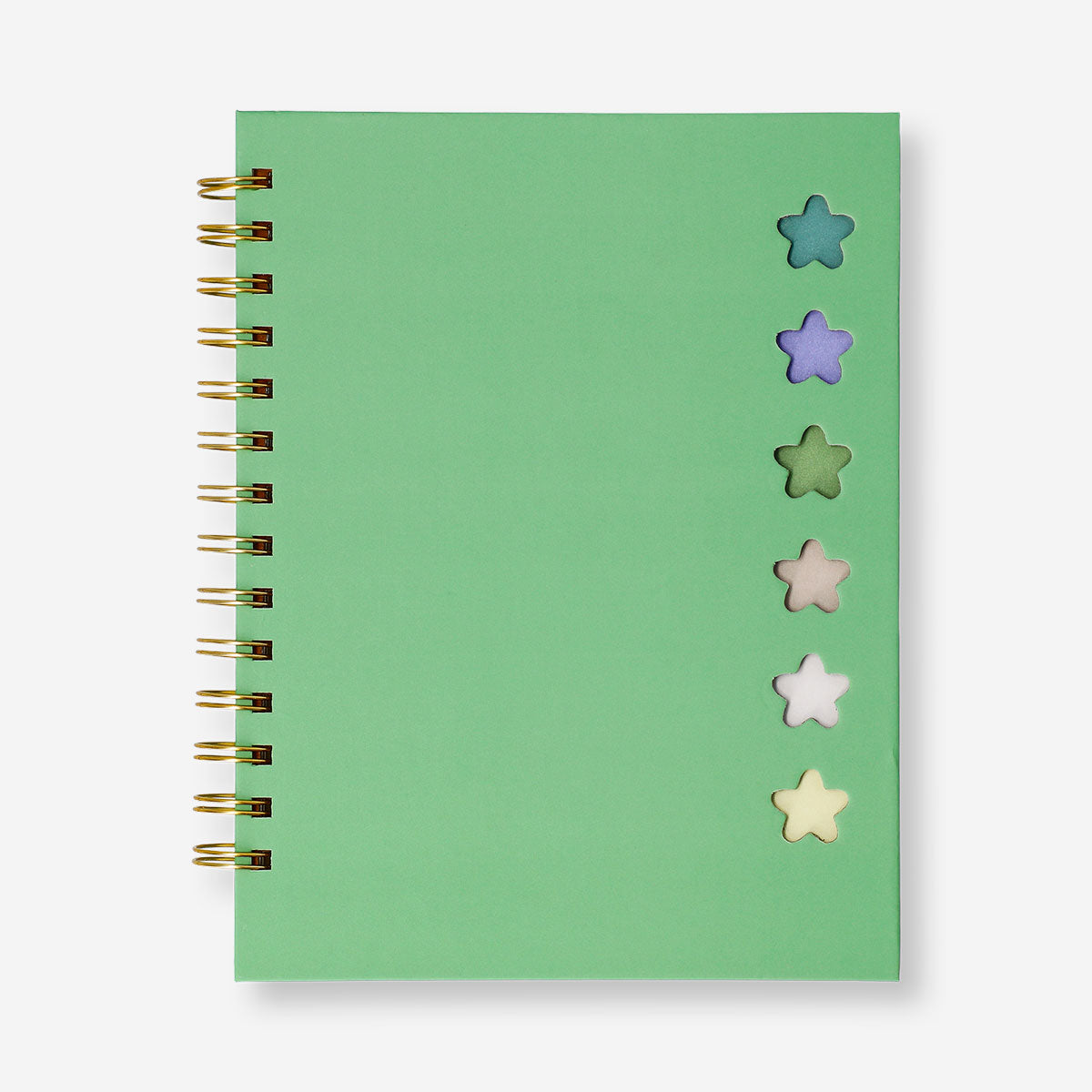 Green Flying Tiger Copenhagen office notebook with attached ballpoint pen and memos for note-taking and organization.