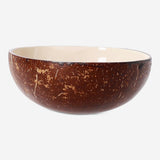 Hand-painted coconut bowl with boat motif, 13 cm, from Flying Tiger Copenhagen, featuring a detailed nautical design.
