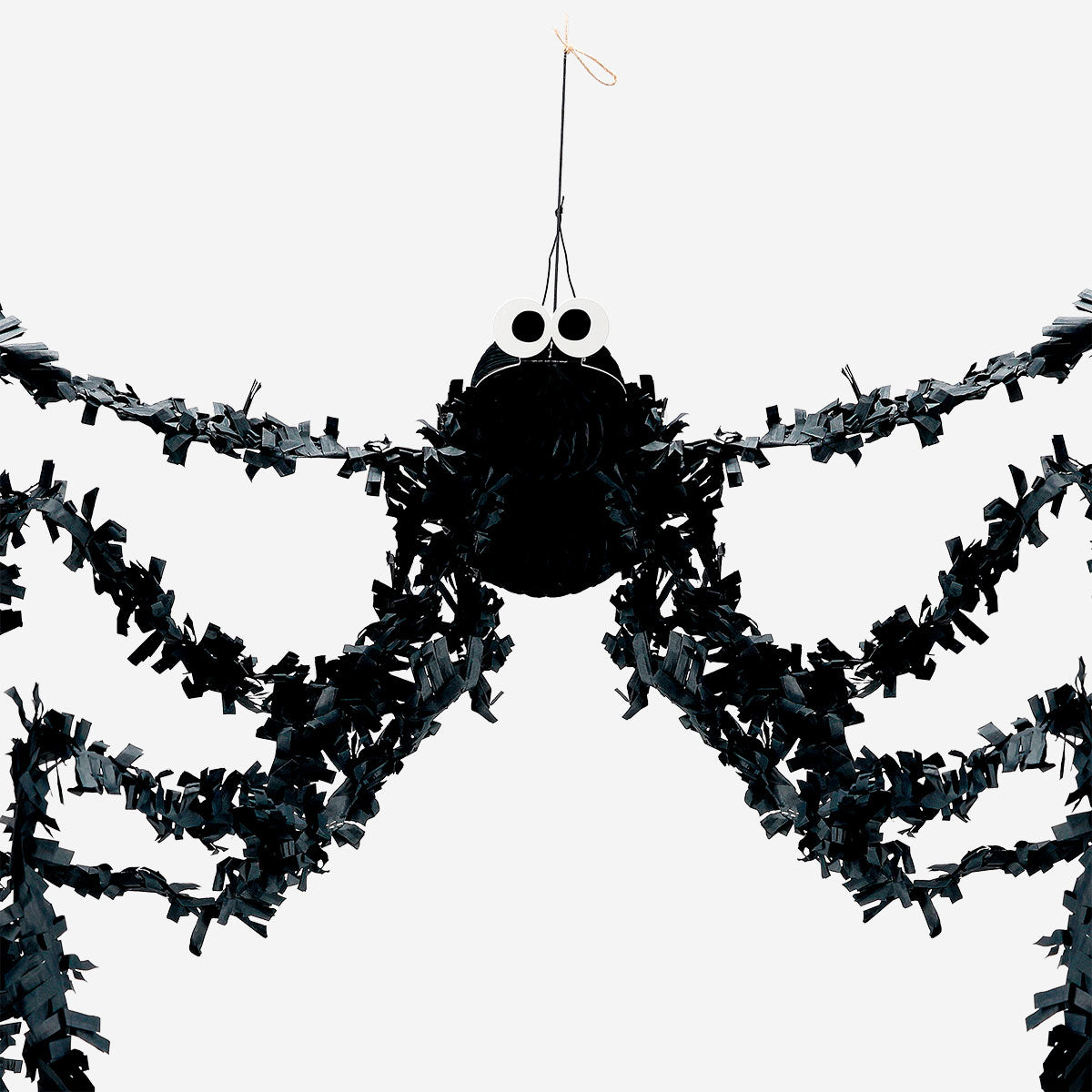 Hanging paper spider decoration for parties, 21 cm size, by Flying Tiger Copenhagen, featuring a detailed black paper spider design.