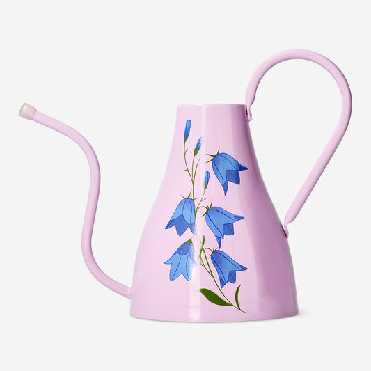 Metal watering can with flower print