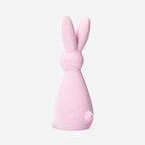 Decorative pink flock rabbit - 21 cm