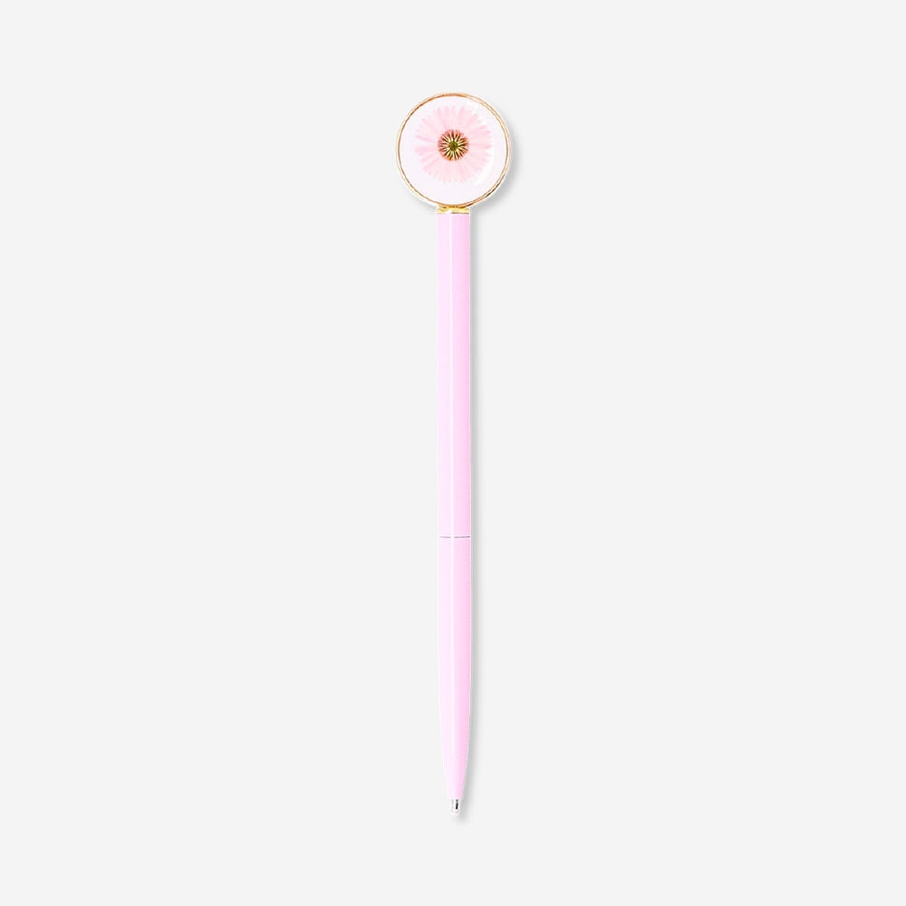 Black ink ballpoint pen with flower design from Flying Tiger Copenhagen, ideal for office use.